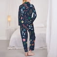 thumbnail image 5 of Kll Colorful Flowers Print Women'S Long Sleeve Pajamas With Pants Sleepwear Loungewear 2 Set-Medium, 5 of 9