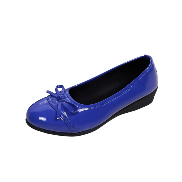 Xfvqtps Ballerines pour Femmes avec Nœud Bout Rond Cuir Chaussures Confortables pour l'Automne et l'Hiver Tenue Décontractée Couleurs Polyvalentes Rehaussantes Bleu