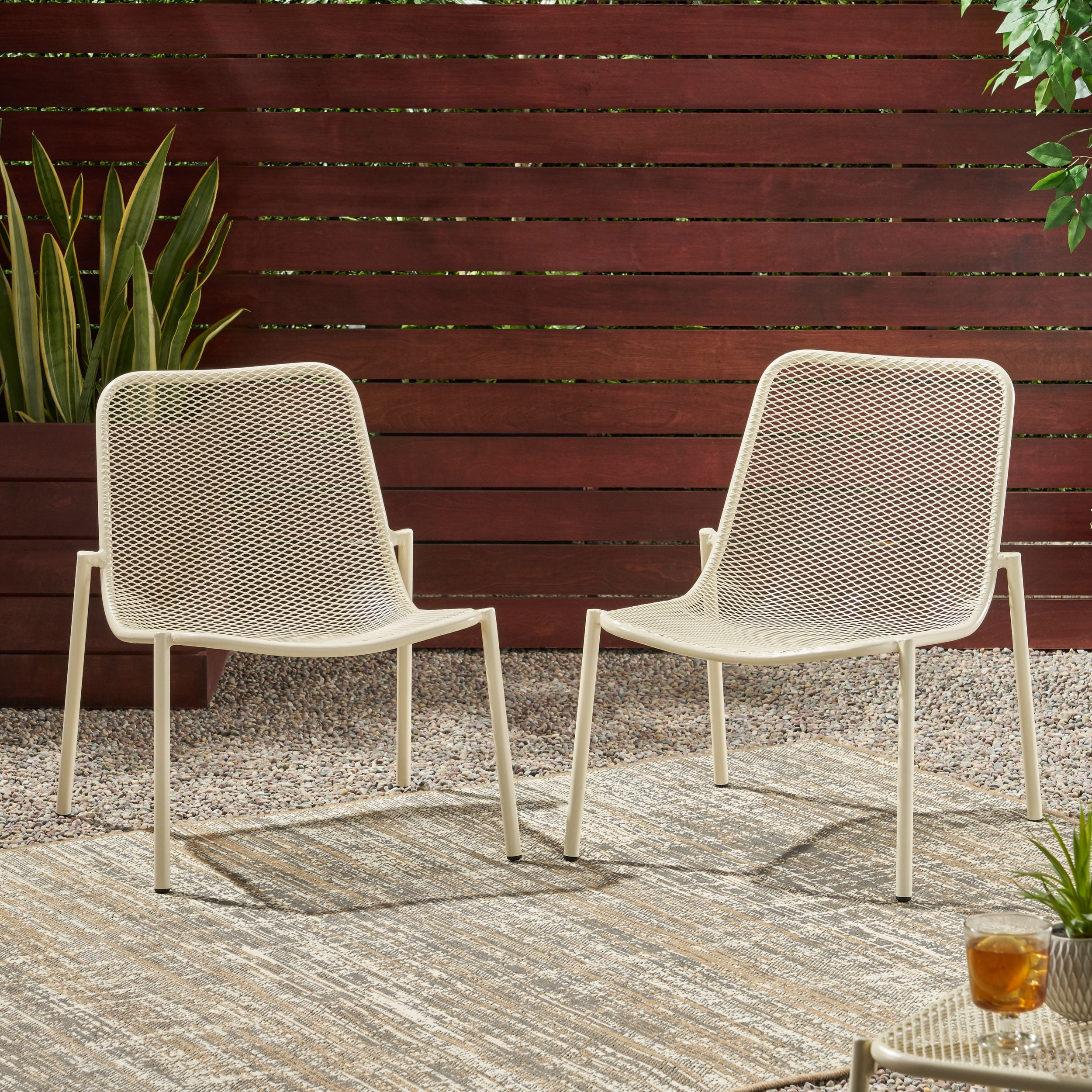 Sajan Outdoor Modern Dining Chair, Set of 2, Matte White