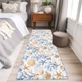 thumbnail image 5 of Summer Blue Washable Runner Rugs 2'x6', Yellow Coral Shell Starfish Ocean Marine Life Low Pile Throw Entryway Rug Non-Slip Sturdy Edge Binding Carpet for Indoor Bedside Entrance Bedside, 5 of 9