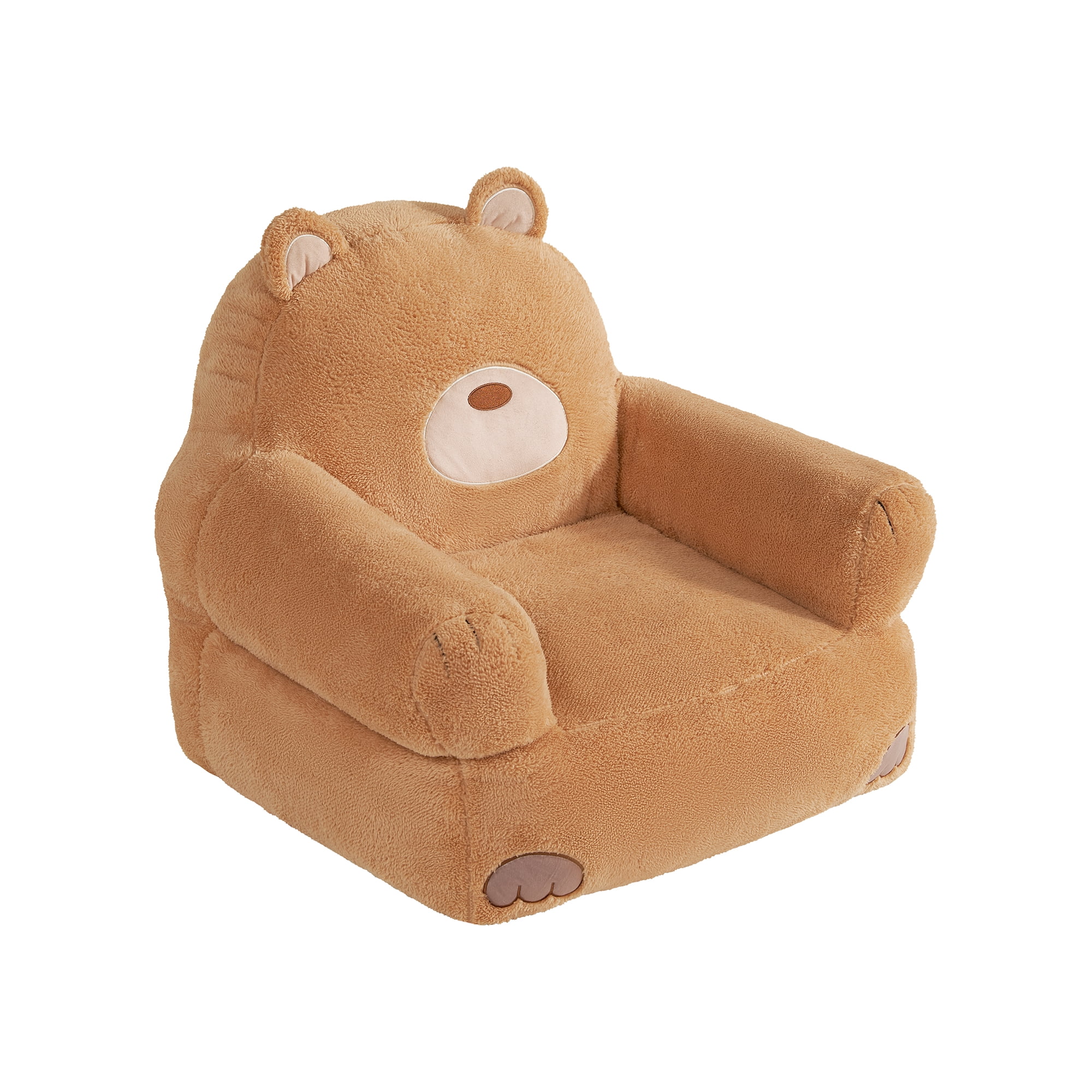 Lounge & Co KidsTeddy Bear Large Foam Filled Bean Bag Chair, Brown Plush, 25" W x 20" D x 23" H