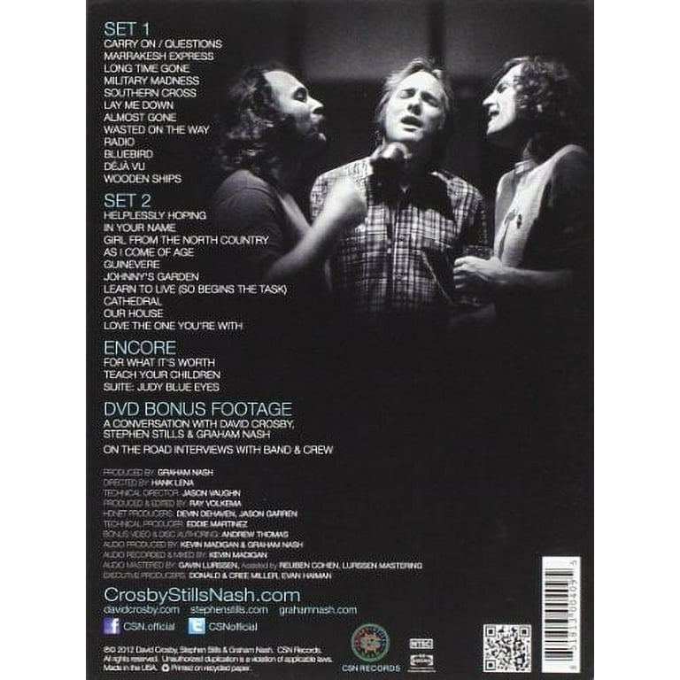 Sound Schedule Live Tour PLACE 2012 DVD Crosby, Stills & Nash