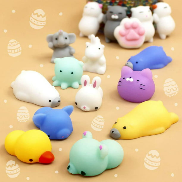 KINGYAO Squishies Squishy Toy 24pcs Party Favors for Kids Mochi Squishy Toy  moji Kids Mini Kawaii squishies Mochi Stress Reliever Anxiety Toys Easter