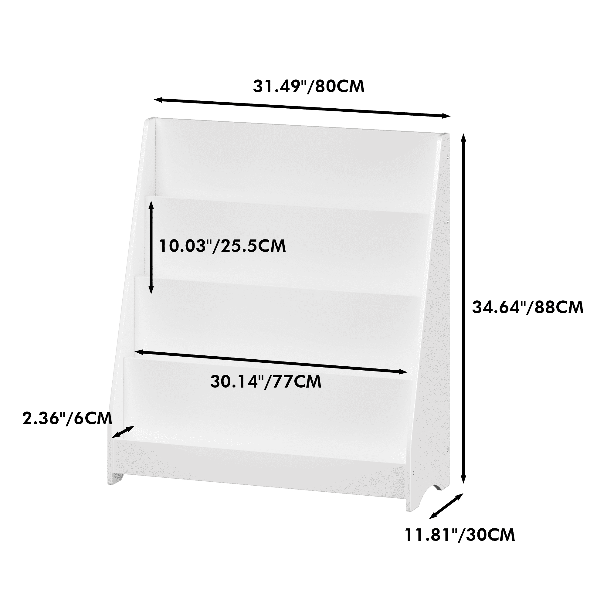 Leumius 4-Tier Kids Bookshelf,Book Display Shelf Bookcase Book Cabinet Organizedfor Bedroom,Playroom,White