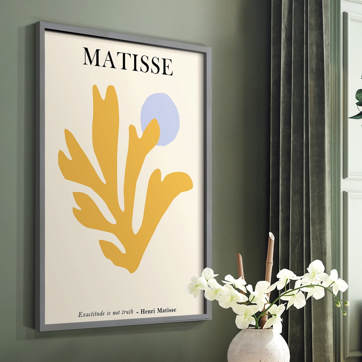 Matisse CDLXXXVI in Gray Solid Wood Framed Print No Nail Hanging