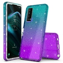 TCL Stylus 5G Case, Rosebono Hybrid Glitter Cover Protection Case For TCL Stylus 5G (Teal/Purple)