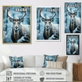 thumbnail image 4 of Designart "Winter Frost with Blue White Moose" Animals Wall Art Living Room, 4 of 5