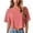 w93# Brick Red330, variant on Crop Tops For Women's Plus Solid Color Round Neck Half Sleeve T Shirt Flowy Casual Top Loose Fit Relaxed Comfort Basic Cropped Tee Summer Drop Shoulder Baggy Flowy Comfy Blouse,Pink,XXL