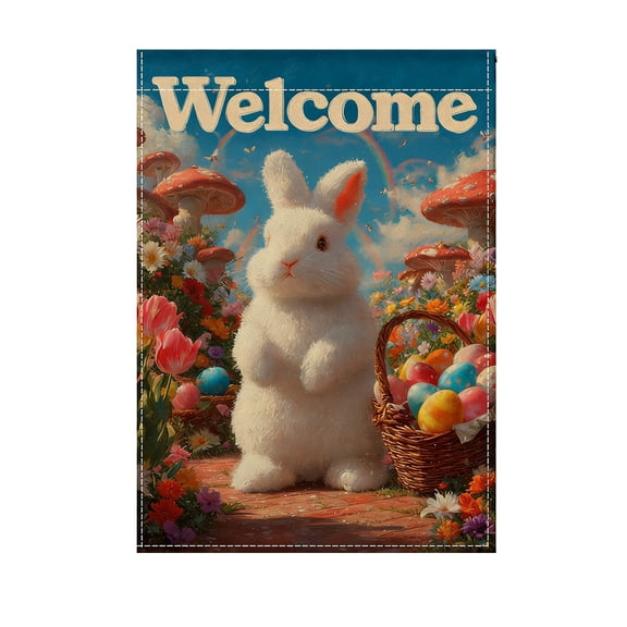 RICHMJ Happy Easter Garden Flag 11.81x17.72Double Sided, Bunny Garden Flags Easter Outdoor Decorations, Small Decorative Spring Yard Flags for Outside Lawn Porch Garden Decor (C)