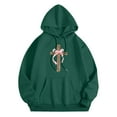 thumbnail image 4 of Arlun Women's Hoodies Sweatshirts Casual Drop Shoulder Cute Cross Graphic Printed Long Sleeve Hooded Tops Loose Comfy Drawstring Pullovers with Pocket Dark Green XXL, 4 of 7
