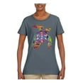 thumbnail image 2 of Colorful Rainbow Sea Turtle Animal Lover Womens Graphic T-Shirt, Charcoal, 3XL, 2 of 3