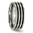 thumbnail image 4 of Stainless Steel 8mm Black IP-plated Striped Polished Band, 4 of 6