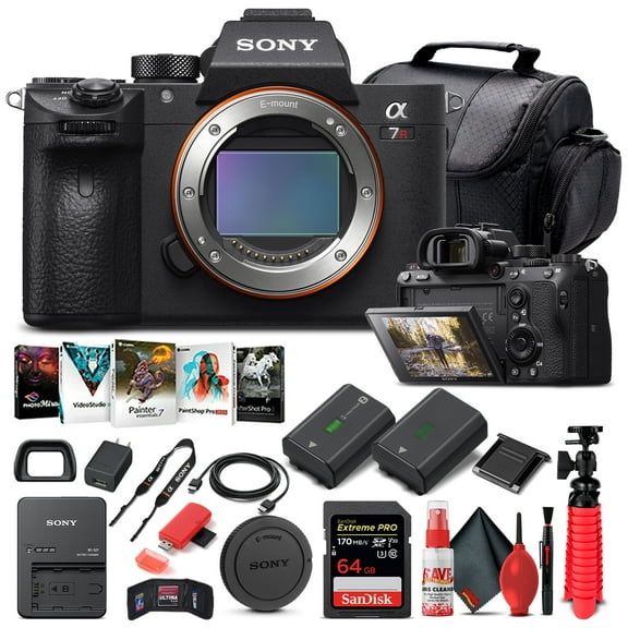 SONY Alpha a7R III Mirrorless Digital Camera (Body Only) ILCE7RM3/B - Basic Bundle with 64GB Memory Card and Accessories(International Model)