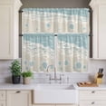 thumbnail image 2 of Ocean Beach Curtain Valances Set Hand-Painting Abstract Beige Beach Blue Sea Turtle Kitchen Curtains 36&nbsp;inch Length Rod Pocket Valance and Tiers 3 Piece Set Small Bedroom Bathroom Laundry Decor, 2 of 9