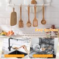 thumbnail image 5 of Qenwkxz 4 Pcs Wood Utensil Set Long Lasting Wood Cooking Utensil Set with Ergonomic Handle and Hanging Hole for Frying Serving Sauce Scooping Soup, 5 of 11