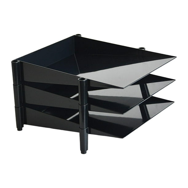 Bandeja de maquillaje para tocador, almacenamiento de oficina, revistas, papelería de vales eficiente, caja de almacenamiento plegable para bandeja de Negro Macarena Estante de almacenamiento de escritorio