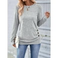 thumbnail image 6 of Women'S Long Sleeve Shirt Button Cuff Tunic Top Casual Autumn Sweater Fashion Light Grey M, 6 of 9