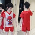 thumbnail image 2 of Spiderman Marvels Conjunto de pijamas para niños Ropa de dormir Piyamas Seda de hielo Ropa para el hogar Seda Niños Verano Manga corta Suit14 altura 125-135 cm zhangmengya CONDUJO, 2 of 2