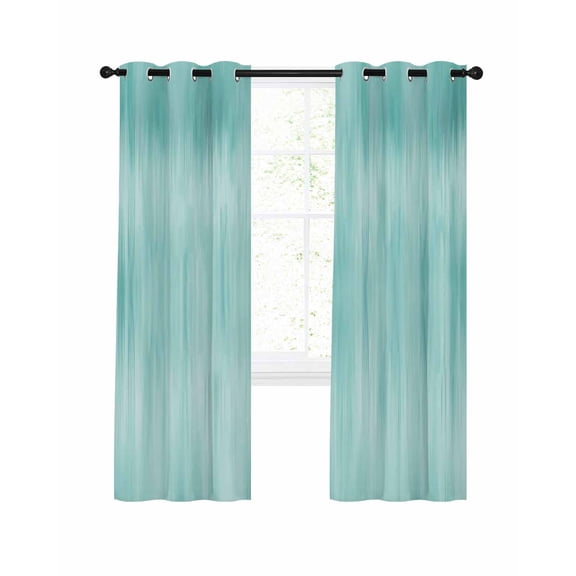 Turquoise Blackout Curtains, Light Blocking Print Window Curtains, Modern Abstract Art Ombre Striped Thermal Insulated Window Drapes for Living Room Kitchen Cafe 2 Panels, 104"W x 84"L