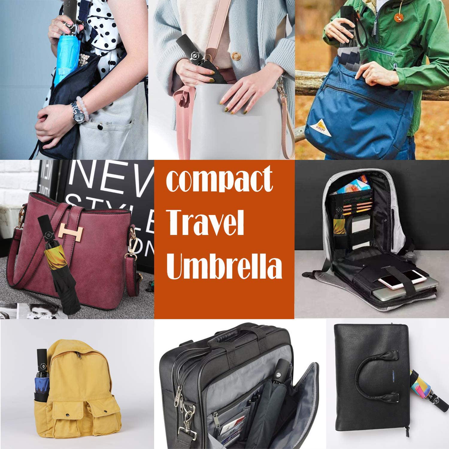 Siepasa Travel Umbrella Umbrella Windproof Compact Folding Reverse Umbrella,-One button for Auto Open and Close 