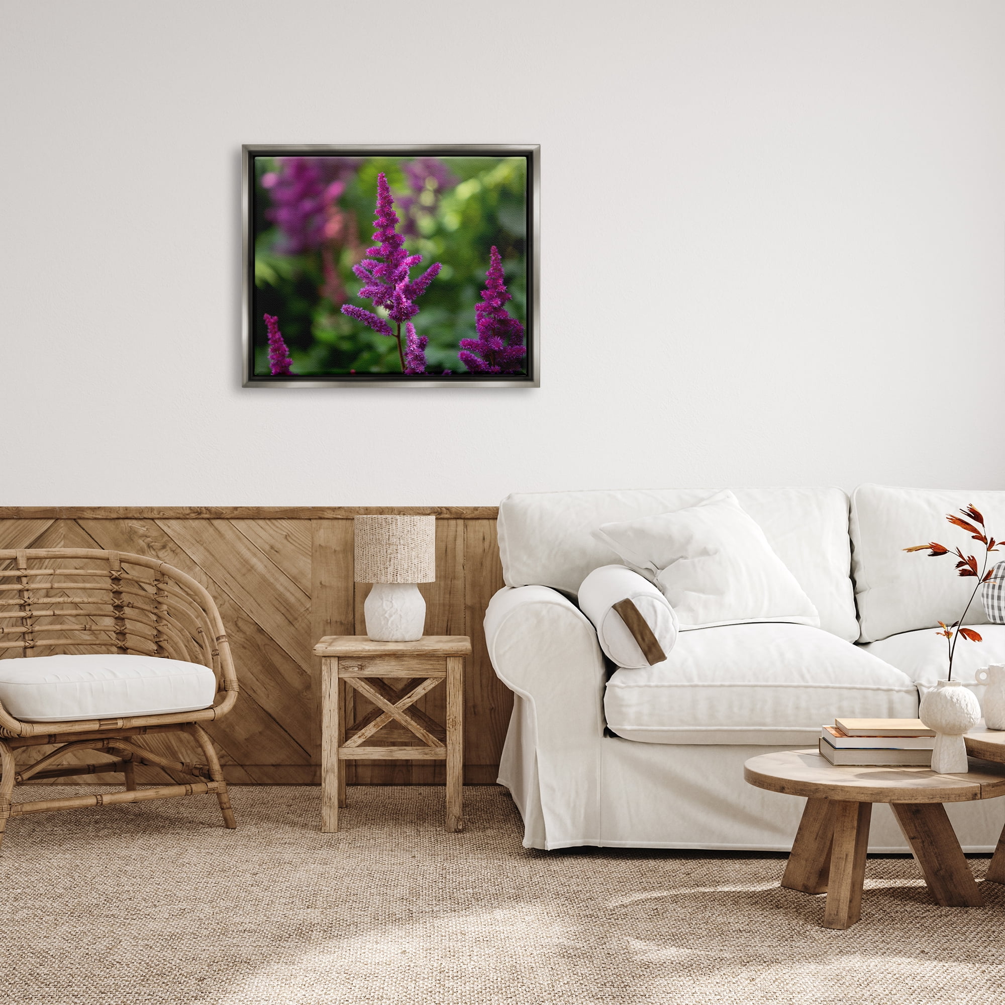 Stupell Industries Purple Flower in Nature Botanical & Floral Photography Gray Floater Framed Art Print Wall Art, 31 x 25