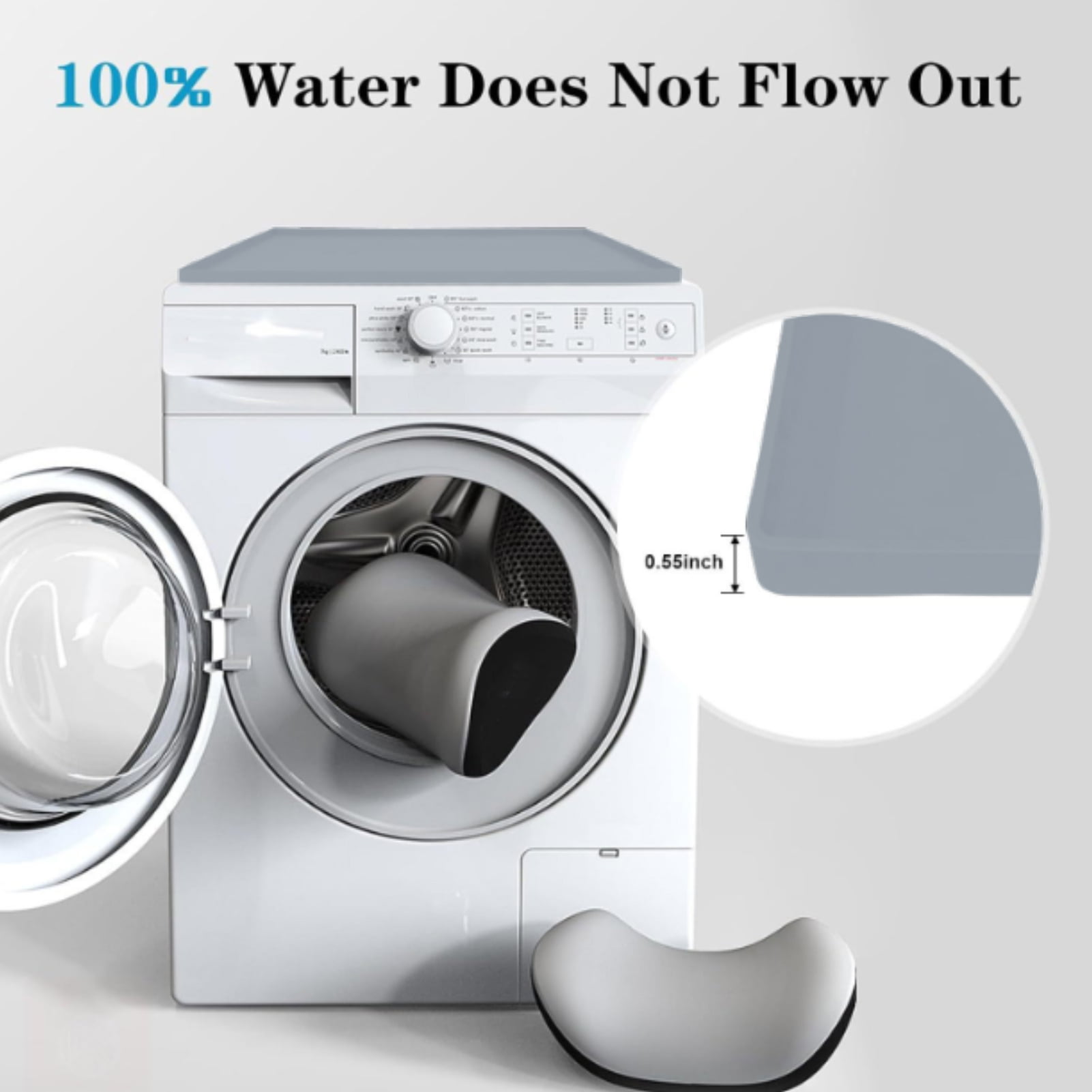 Washing Machine Pad Silicone Washing Machine Protector Mat Waterproof Non-slip Washer Dryer Dust-proof Cover Laundry Room Kitchen Top Protective Mat