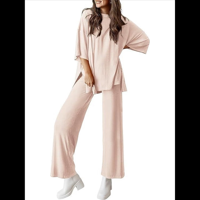 Traje Informal de Dos Piezas para Mujer, Ideal para Viajes y Vacaciones. Beige M