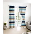 thumbnail image 3 of Khaki Striped Blackout Curtains for Bedroom/Living Room, Thermal Insulated Kitchen Curtains, Navy Blue Farmhouse Stripes Modern Abstract Art Grommet Darkening Window Treatment Drapes 27.5"x39"x2, 3 of 8