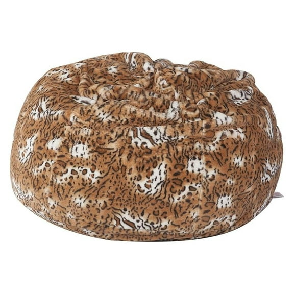 Bean Bag Chair Luxury and Comfy Big Beanless Bag Chairs Plush Furry Chair Soft Sofa Lounger for Adults and Kids,Sponge Filling, 3 ft, Leopard Print