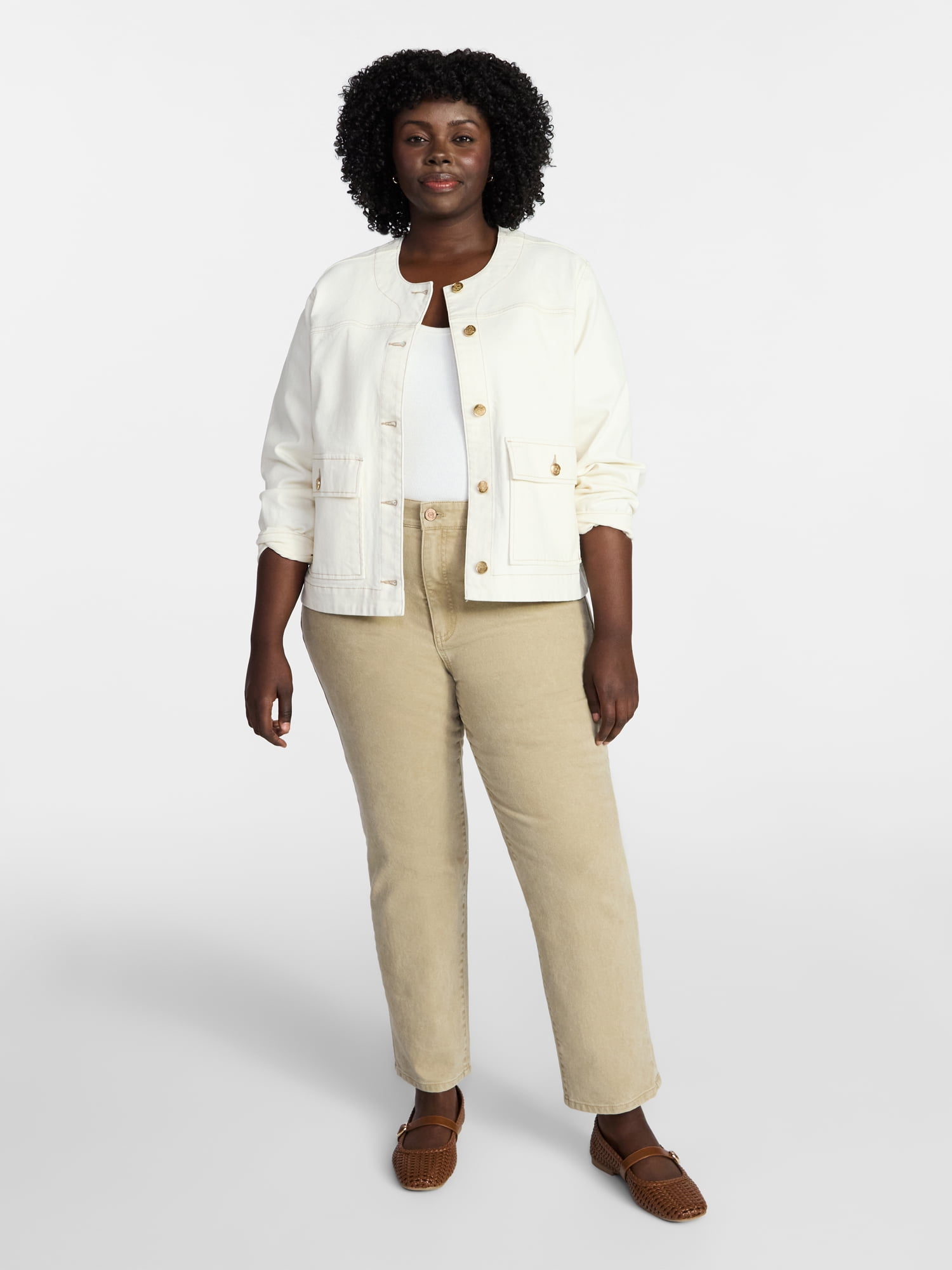 Terra & Sky Women's Plus Denim Lady Jacket With Pockets, Sizes 0X-5X