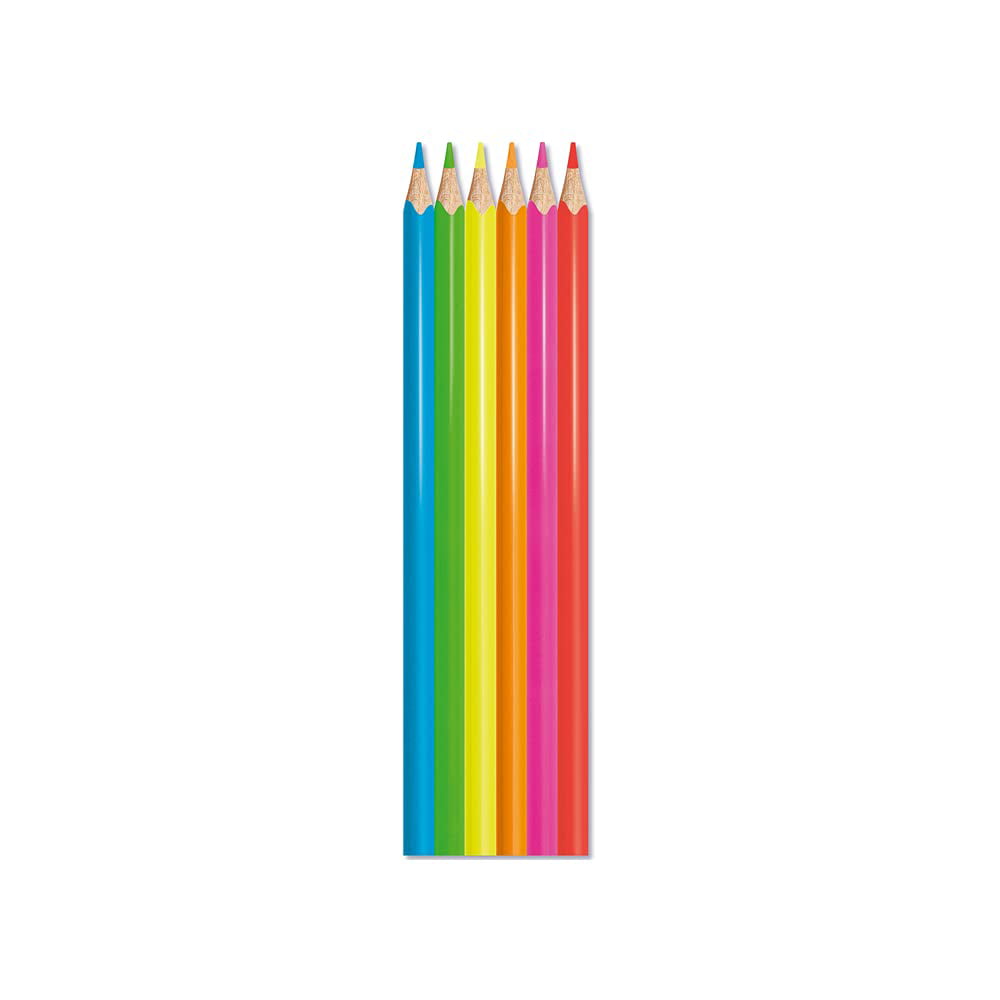 Maped Neon Colour Peps Fluo Pencils Pack of 6 Art Drawing Supplies
