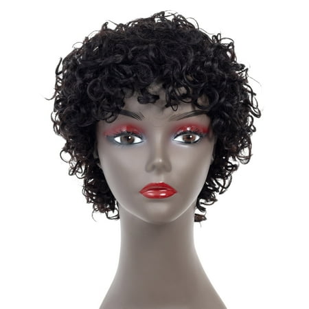 YYONG Brazilian Hair Kinky Curly Wigs Human Hair Wigs For Women Natural Black Weave Short Wigs, (Best Weave For Short Hair)