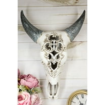Ebros Large American Buffalo Bison Tooled Floral Lace Filigree Skull Wall Decor