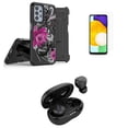 thumbnail image 1 of Accessories Bundle Pack for Samsung Galaxy A52 5G Case - Heavy Duty Rugged Cover (Lotus Flower), Belt Holster Clip, Screen Protectors, Premium Wireless Earbuds TWS with Charging Case, 1 of 4