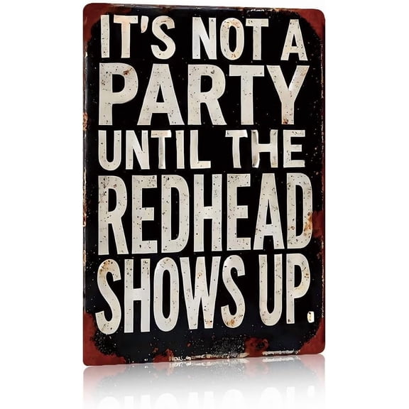 Vintage Metal Sign Red Hair Party Wall Decor, Retro Aluminum Art Poster for Home Office Garage Bar, Rustic Tin Plaque 8x12 Inch(Q)