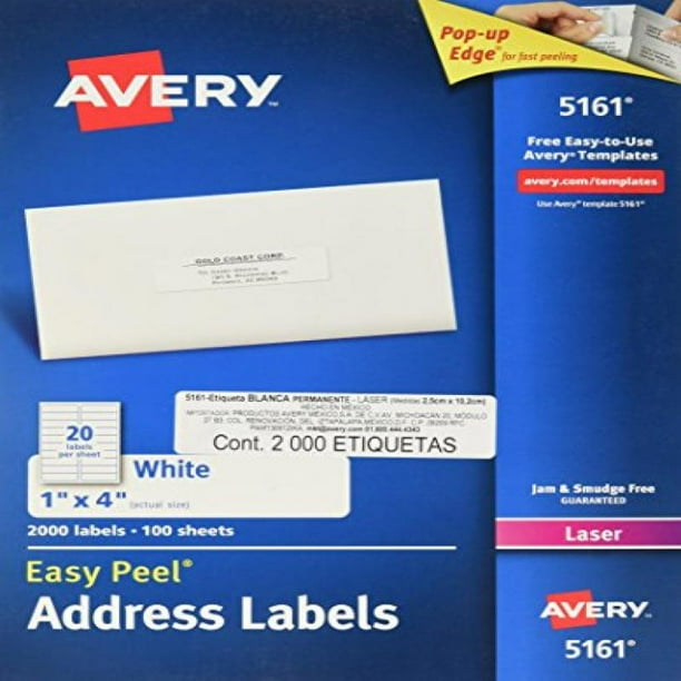 Avery Easy Peel Address Labels for Laser Printers 1" x 4", Box of 2,000