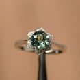 thumbnail image 2 of Teal sapphire solitaire wedding ring Round cut east to west ring sterling silver, 2 of 2