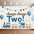 thumbnail image 5 of Cute Train Themed Backdrop Banner for 2nd Birthday Party Decorations with Balloons Clouds and Flags Photography Props Party Supplies Background Decor, 5 of 7