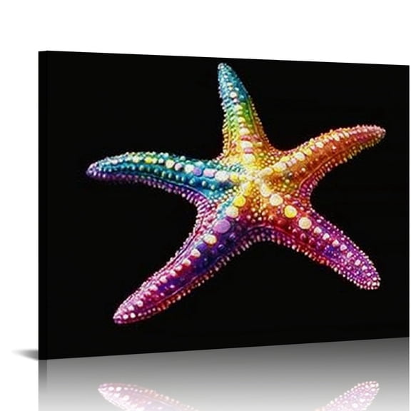 ZFLMY Rainbow Starfish Canvas Wall Art Hanging Picture Prints Poster Painting Artwork Decor for Bedroom Office 16x12in