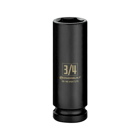 Powerbuilt 1/2 Inch Drive x 3/4 Inch 6 Point Deep Impact Socket - 647174