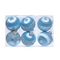 DefiDgd 6pcs 2.36in Christmas Tree Velvet Balls Ornaments Decoration,Colorful Knitted Hanging Decorations,Shatterproof Christmas Balls Shiny and Finishes Ball for Xmas Fireplace Home Decor(Sky Blue)