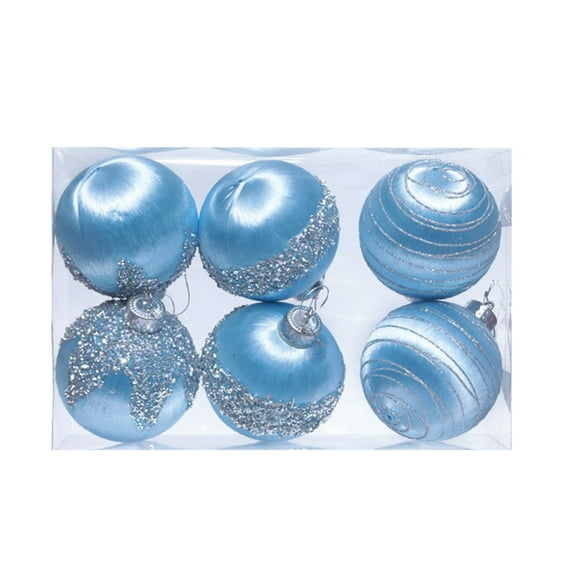 KOYPTL Christmas Balls Ornaments,6 Pcs Velvet Shatterproof Balls Made Of High Material,Christmas Tree Bulbs For Xmas Tree Holiday Wedding Party Decorations With Hanging Strings(6cm Sky Blue)