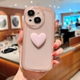 thumbnail image 5 of Compatible with iPhone 15 Case for Women Girls Cute 3D Heart Clear Phone Case Camera Lens Protection Shockproof Protection Transparent Soft Silicone Bumper Cover for iPhone 15 6.1 Inch (Pink), 5 of 8
