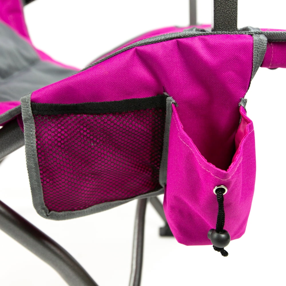 Ozark Trail Folding High Back Camping Chair Head Rest Cup Holder Outdoor Fuchsia 