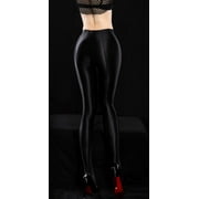 Women’s Shiny Tights Pantyhose Glossy Opaque Footed Stockings High Waist Pilates Yoga Leggings Trousers Stretch Wet Look Workout Sports Pants Clubwear