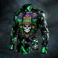 thumbnail image 2 of CONZONE Men's Buttons Down Shirts Long Sleeve Mardi Gras Shirts For Men Trendy Carnival Skeleton Graphic Lapel Soft Lightweight Tops, 2 of 4