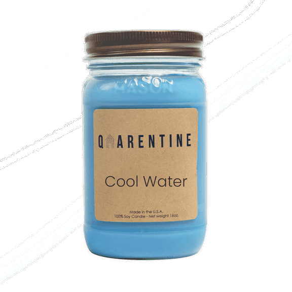 Natural Organic Cool Water Soy Wax Candle 16oz, Fresh, Floral & Woody Scent, Aromatherapy & Massage Oil - Quarentine Essentials by Carla Miles