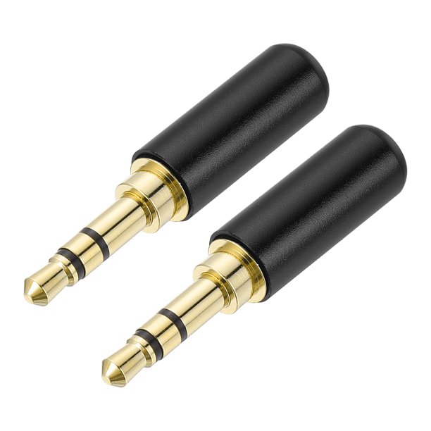 Uxcell 2Pcs Conector de Reparación de Jack de 3.5mm, Conector Estéreo Masculino de Metal de 3 Polos de 3.5mm para Reparación de Cable de Audio de Auriculares, Negro Brillante