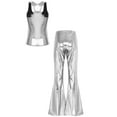 thumbnail image 4 of Eandarui Womens 2Pcs Carnival Disco Party Outfits Tank Vest Tops with Flared Bell Bottom Pants Silver M, 4 of 8