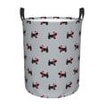 thumbnail image 1 of Balery Polka Dot Christmas Dog Cesta de ropa redonda con asas, impermeable, independiente, para ropa, juguetes, dormitorio y familia-Small, 1 of 6